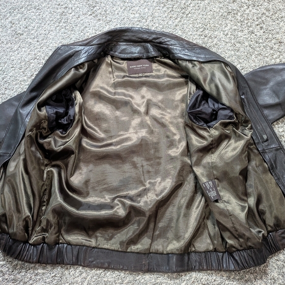 Marc New York Brown Leather Zip Up Jacket XLT - Picture 9 of 11